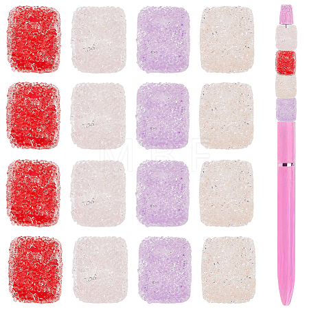 20Pcs 4 Colors Drusy Cube Resin Rhinestone Beads RESI-PA0001-43A-1