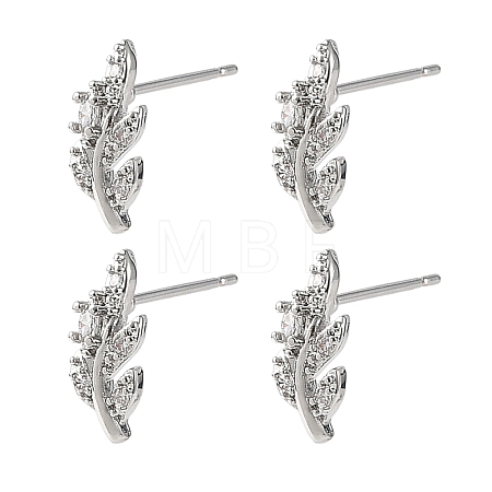 SHEGRACE Brass Micro Pave Cubic Zirconia Stud Earrings XGRQ4N374-719P-1