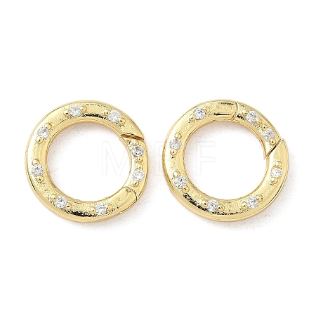 Brass Micro Pave Clear Cubic Zirconia Spring Gate Rings X-KK-Z120-43G-1