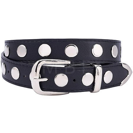 Black PU Imitation Leather Chain Belts AJEW-WH20070-318B-1