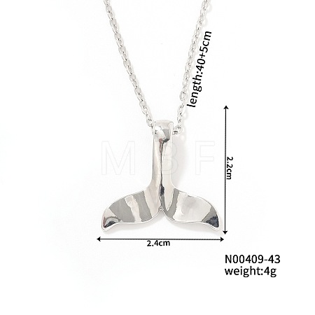 Simple Brass Cable Chain 3D Dolphin Tail Cool Cute Fashion Pendant Necklaces PX5689-1
