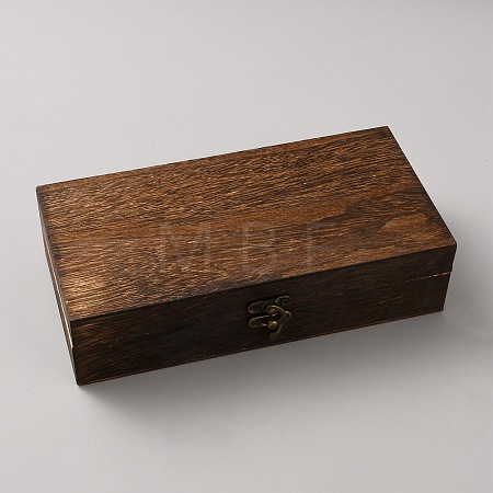 Wooden Packing Boxes with Hinged Lid and Clasps OBOX-WH0001-13-1