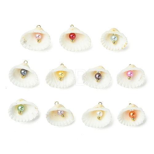 Natural Shell & Imitation Pearl Pendants PALLOY-JF03376-01-1