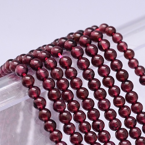 Mozambique Import Natural Grade A Garnet Round Beads Strands X-G-E300-A-3mm-1
