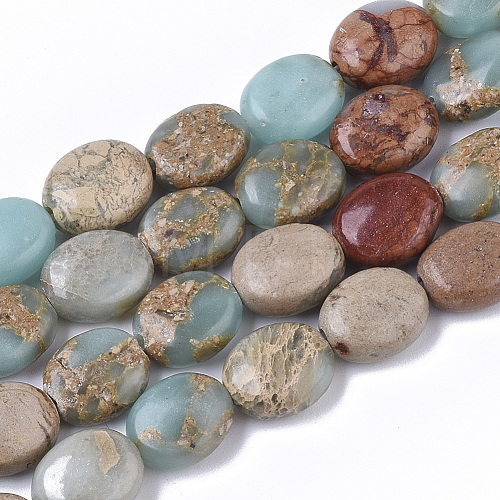 Natural Aqua Terra Jasper Beads Strands X-G-S366-015A-1