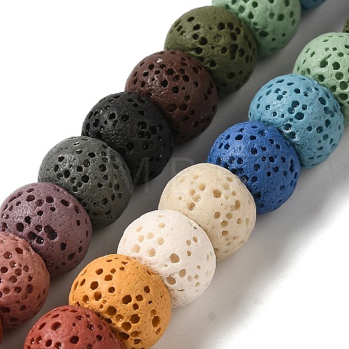 Natural Lava Rock Dyed Beads Strands G-Z036-A01-19-1