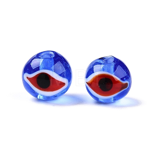 Handmad Evil Eye Round Lampwork Beads LAMP-T021-17B-1