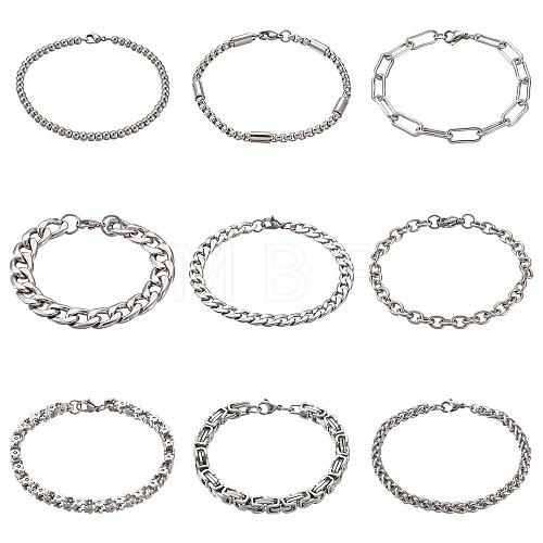 Unisex 304 Stainless Steel Chain Bracelets BJEW-TA0001-05P-1