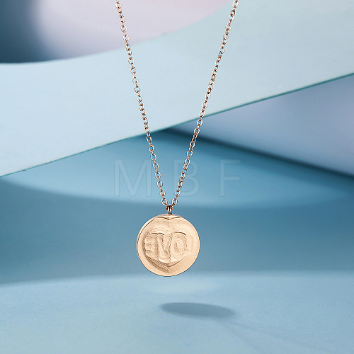 Flat Round LOVE Pendant Necklaces YW5287-3-1