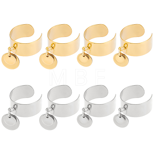 8Pcs 4 Style 304 Stainless Steel Open Cuff Rings Set RJEW-AB00010-1