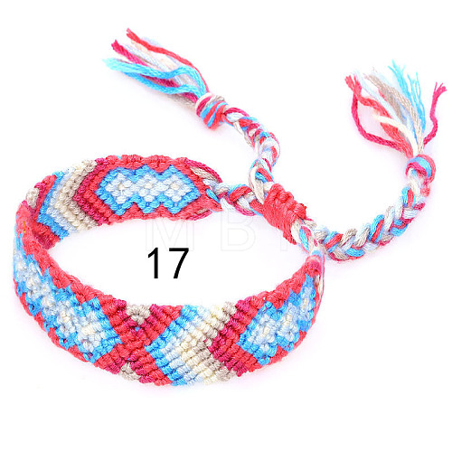 Cotton Braided Rhombus Pattern Cord Bracelet FIND-PW0013-003A-17-1