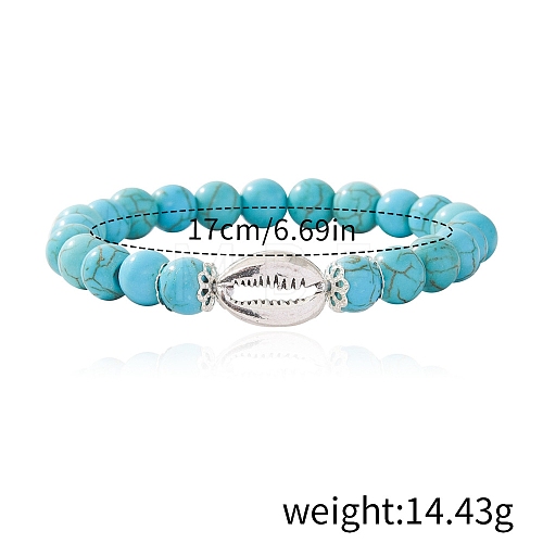 Synthetic Turquoise Beaded Stretch Bracelets PW-WGFC66C-04-1