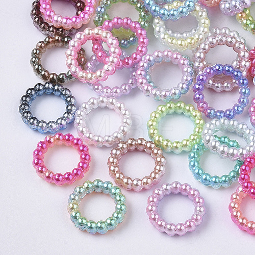 ABS Plastic Imitation Pearl Linking Rings OACR-N005-6mm-07-1