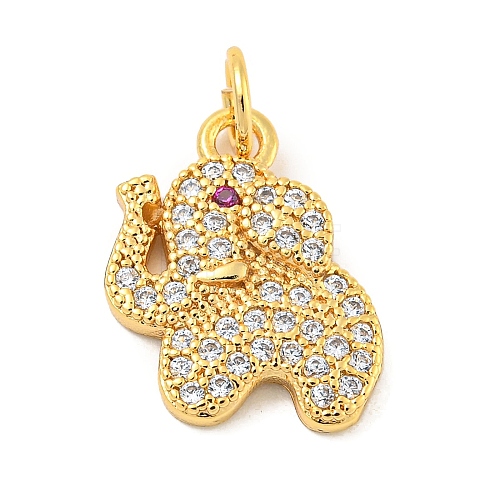 Rack Plating Brass Micro Pave Clear Cubic Zirconia Pendants KK-B093-02A-G-1