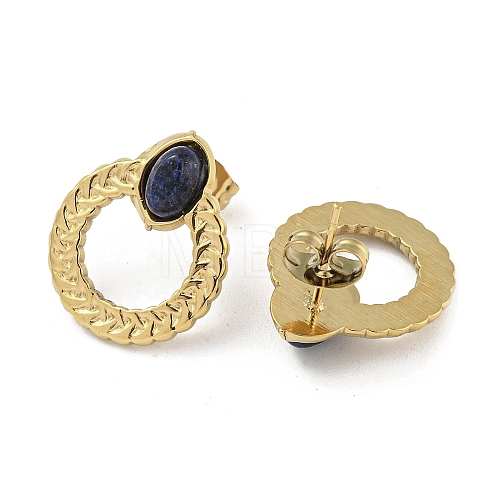 Ion Plating(IP) Real 18K Gold Plated 304 Stainless Steel Ring Stud Earrings EJEW-Z041-01E-1