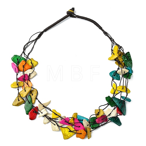 Dyed Natural Coconut Nuggets Beaded Multi-strand Necklaces NJEW-B088-05-1