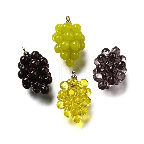 Grape Brass Acrylic Pendants OACR-R006-05G-02-1