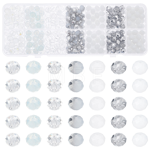 7 Strands 7 Style Electroplate Transparent & Opaque Solid Color Glass Beads Strands EGLA-HY0001-03E-1
