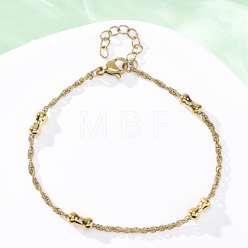 304 Stainless Steel Rope Chain Bracelets for Women BJEW-C094-02G-1