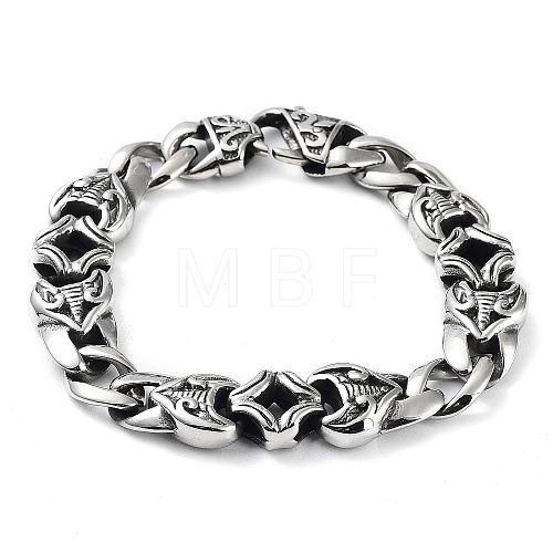 304 Stainless Steel Cuban Link Chains Bracelets for Men & Women BJEW-D031-08AS-1