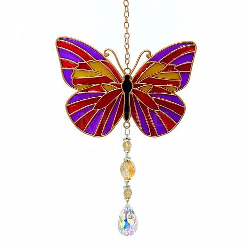 Butterfly Alloy & Iron Hanging Ornaments PW-WG43D72-04-1