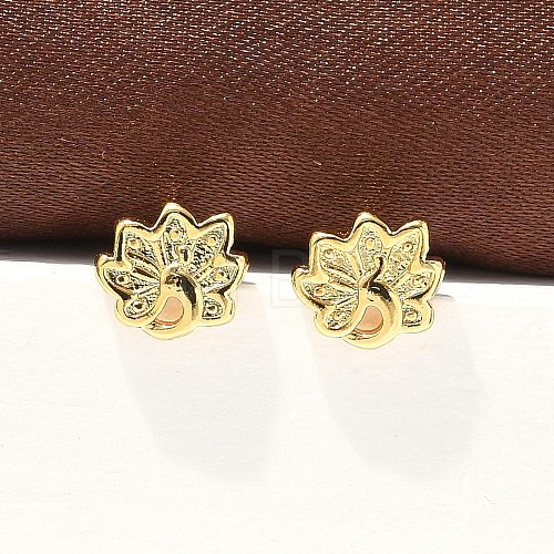 Peacock Brass Stud Earrings EJEW-S252-01G-1