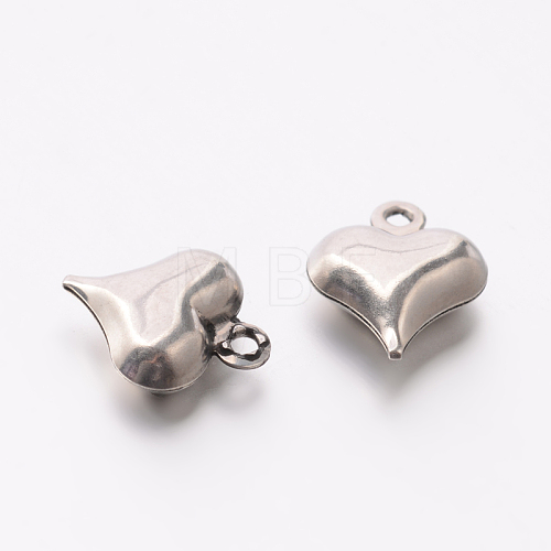 Original Color 304 Stainless Steel Puffed Heart Charms X-STAS-E078-01-1