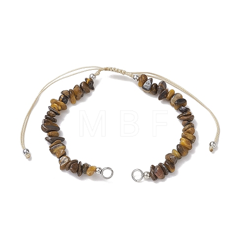 Natural Tiger Eye Chip Nylon Braided Beaded Bracelet Making AJEW-JB01296-03-1