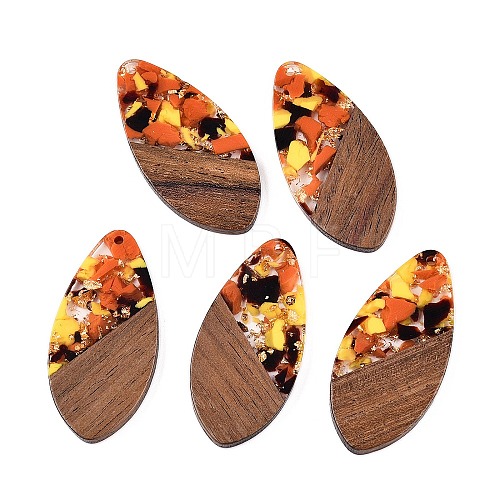 Transparent Resin and Walnut Wood Pendants RESI-T057-05M-1