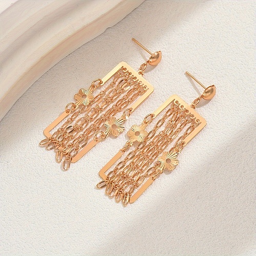 Geometric Brass Tassel Stud Earrings GB2596-2-1