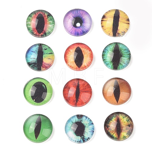 Half Round/Dome Dragon Eye Printed Glass Cabochons GGLA-A002-12mm-AB-1