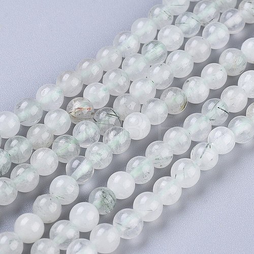 Natural Green Rutilated Quartz Beads Strands G-R475-013A-1