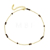 5MM Round Natural Tiger Eye Beads Brass Cable Chain Necklaces for Women NJEW-JN06378-02-2