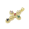 Real 18K Gold Plated Brass Micro Pave Random Color Cubic Zirconia Pendants KK-A209-07A-G-2