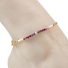Natural Amethyst & Pearl Round Beaded Butterfly Anklets AJEW-AN00795-02-2