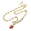 Mother's Day Brass Micro Pave Clear Cubic Zirconia Enamel Red Sacred Heart Mama Pendant Necklaces for Women NJEW-A071-12D-G-4