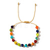 Pride Month Rainbow Heart Resin & Brass Beads Braided Bead Bracelets for Women KI7192-5