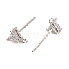 Rhodium Plated 925 Sterling Silver Ear Stud Findings STER-F058-01P-01-2