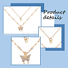 2Pcs 2 Colors Crystal Rhinestone Butterfly Pendant Double Layer Necklaces Set NJEW-AN0001-23-3