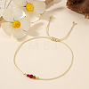 Simple Casual Brass & Natural Red Agate Beads Braided Bracelets LM1536-3-3