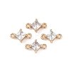 Brass Pave Glass Rhombus Links Connector Charms GLAA-Q088-001E-1