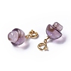 Natural Amethyst Mushroom Spring Ring Clasp Charms HJEW-P014-02G-3