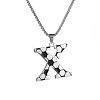201 Stainless Steel Soccer Initial Pendant Necklacess for Men Women WG63E1E-12-1