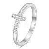 Cross Stainless Steel Micro Pave Clear Cubic Zirconia Finger Rings for Women FS-WG88B59-01-4