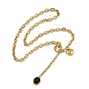 304 Stainless Steel Resin Black Oval Heart Lariat Necklaces with OT Clasps SA-B005-01G-2