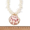Summer Beach Electroplate Natural Sea Shell Pendant Shell Chip Beaded Necklaces for Women NJEW-JN06372-4