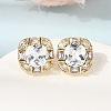 Brass Pave Cubic Zirconia & Glass Stud Earrings EJEW-G471-03G-3