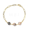Natural Crazy Agate Faceted Flat Round Beaded Brass Paperclip Chain Bracelets GG-CBA37F5-02G-09-4