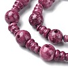 Dyed Natural Fossil 3-Hole Guru Bead Strands G-K149-51C-3