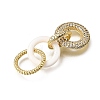 Natural White Shell and Brass Micro Pave Clear Cubic Zirconia 3 Ring Linking Rings KK-C262-05B-G-2